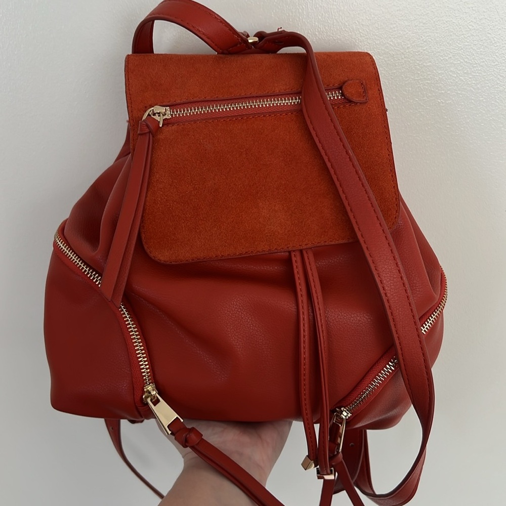 Zara faux leather/suede orange backpack